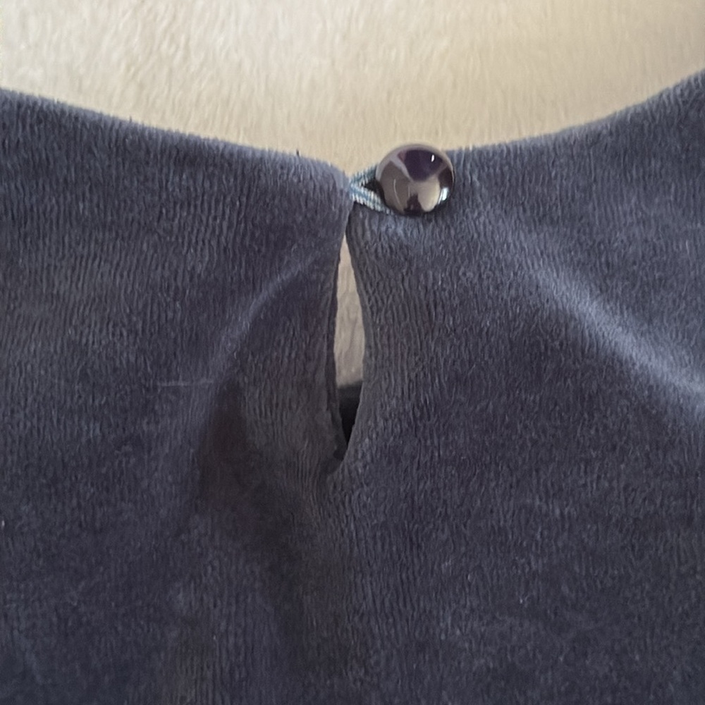Garnet Hill Kids | Madeline Velour 3/4 Bell Sleeve Flounce Dress Blue (8) - Picture 11 of 12